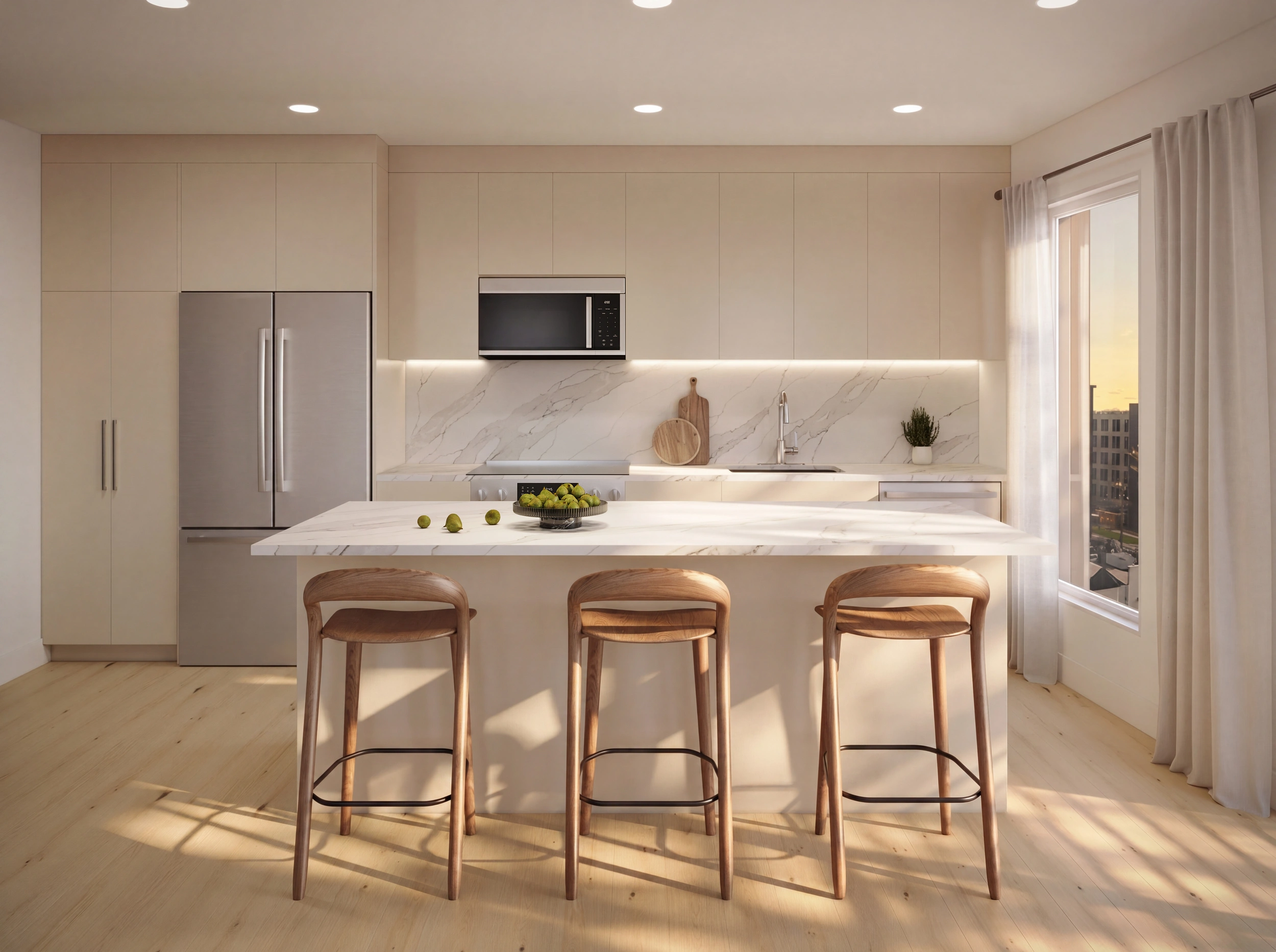 Kitchen with balcony access and natural light