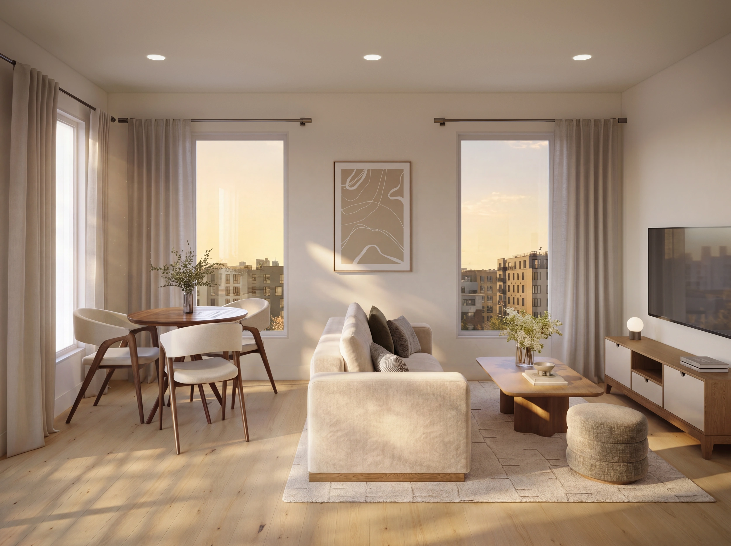Living room table and seating area